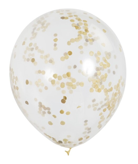 12 Inch Clear Latex with Gold Confetti