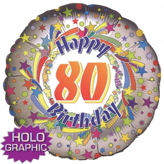 18" 80th Spinning Star Birthday Foil Balloon