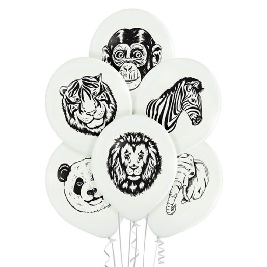 6 Pack 12 Inch Pastel White Wild Spirit Latex Balloon