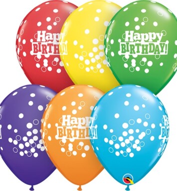 11 Inch Birthday Confetti Dots Bright Rainbow Assortment