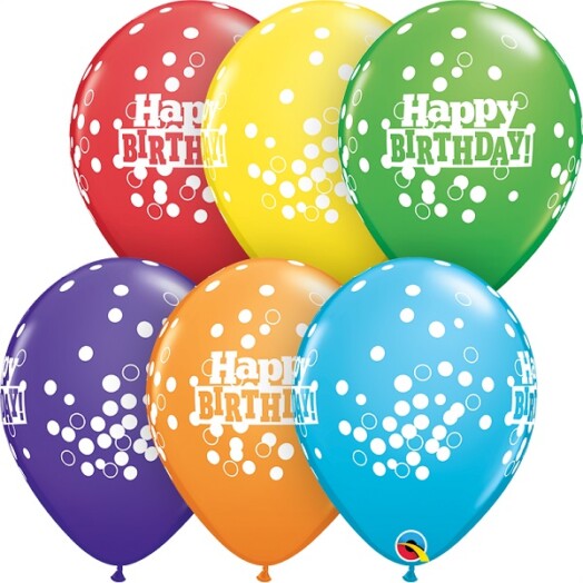 11 Inch Birthday Confetti Dots Bright Rainbow Assortment