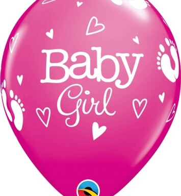 11 Inch Baby Girl Footprints & Hearts