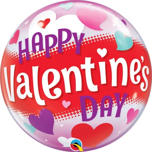 22" Deco Bubble - Happy Valentine's Day Hearts Balloon