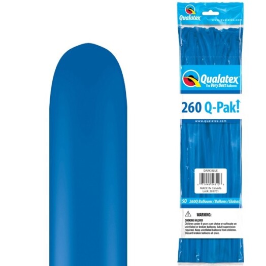260Q Standard Dark Blue Latex Balloons 50ct