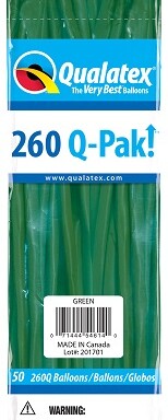 260Q Standard Green Latex Balloons 50ct