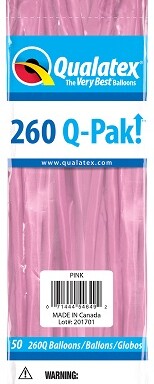 260Q Standard Pink Latex Balloons 50ct
