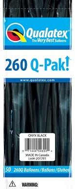 260Q Standard Black Latex Balloons 50ct