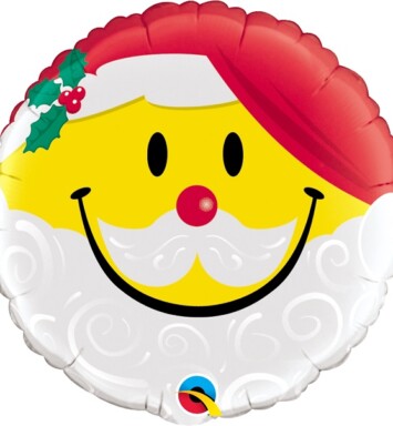 18" Smile Face Santa Foil Balloon
