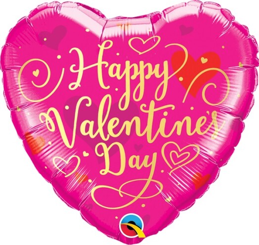 18" Valentine's Day Gold Script Foil Balloon
