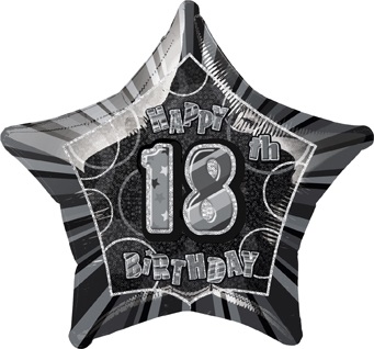 20" Birthday Glitz Black 18th Foil Balloon