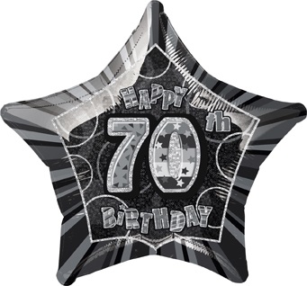 20" Birthday Glitz Black 70th Foil Balloon