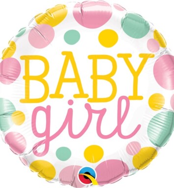 18" Baby Girl Dots Foil Balloon