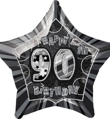 20" Birthday Glitz Black 90th Foil Balloon