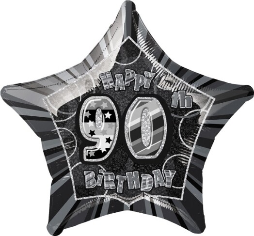 20" Birthday Glitz Black 90th Foil Balloon