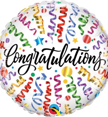 18" Congratulations Streamers Foil Balloon