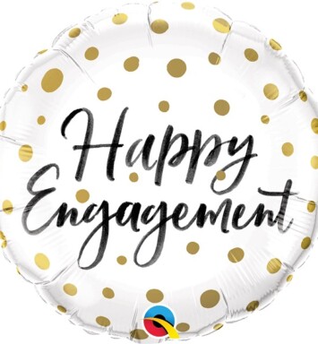 18" Happy Engagement Gold Dots Foil Balloon