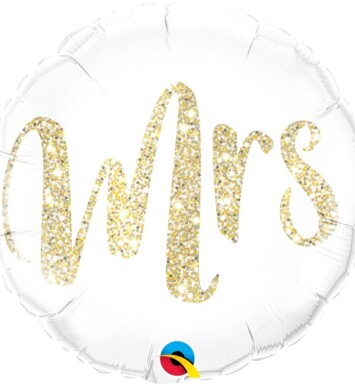 18" Mrs Glitter Gold Foil Balloon