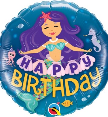 18" Happy Birthday Mermaid Foil Balloon