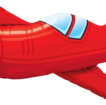 Red Vintage Airplane Super Shape Foil Balloon