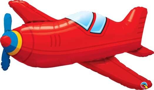 Red Vintage Airplane Super Shape Foil Balloon