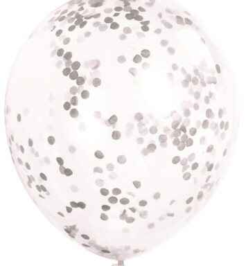 12 Inch Clear Latex with Silver Confetti