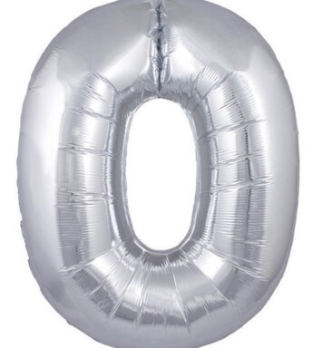 34" Silver Number 0 Foil Balloon