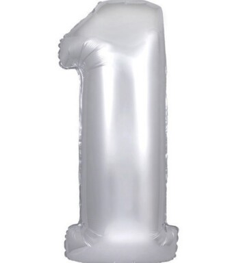 34" Silver Number 1 Foil Balloon