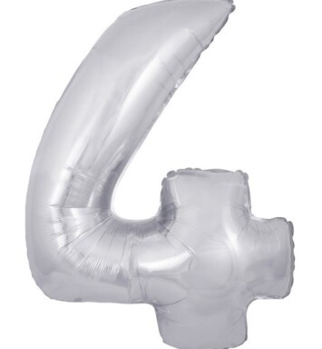 34" Silver Number 4 Foil Balloon