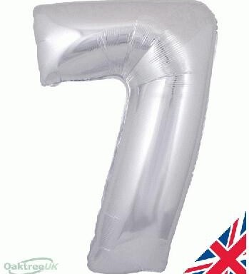 30" Silver Number 7 Foil Balloon