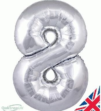 30" Silver Number 8 Foil Balloon