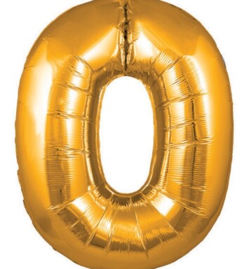 30" Gold Number 0 Foil Balloon