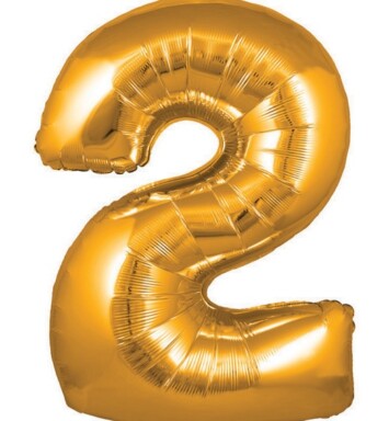 30" Gold Number 2 Foil Balloon