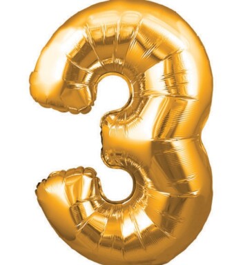 30" Gold Number 3 Foil Balloon