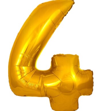 30" Gold Number 4 Foil Balloon