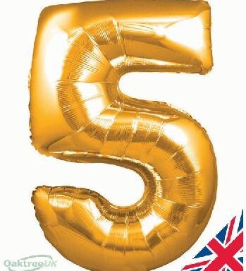 30" Gold Number 5 Foil Balloon