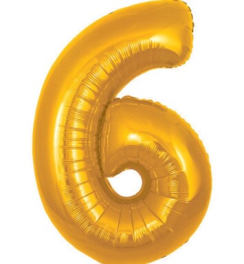 30" Gold Number 6 Foil Balloon