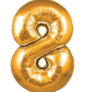 30" Gold Number 8 Foil Balloon