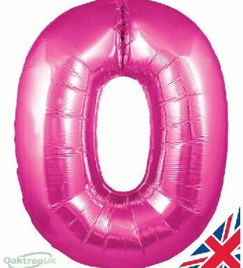 30" Pink Number 0 Foil Balloon
