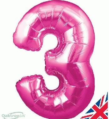 30" Pink Number 3 Foil Balloon