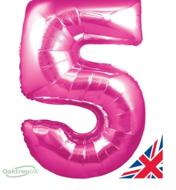 34" Pink Number 5 Foil Balloon