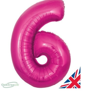 34" Pink Number 6 Foil Balloon