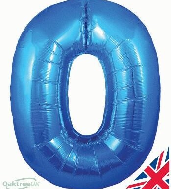 30" Blue Number 0 Foil Balloon