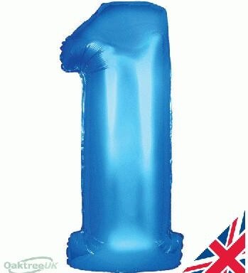 34" Blue Number 1 Foil Balloon