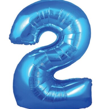 34" Blue Number 2 Foil Balloon