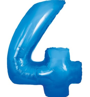 34" Blue Number 4 Foil Balloon