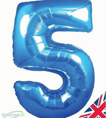 34" Blue Number 5 Foil Balloon