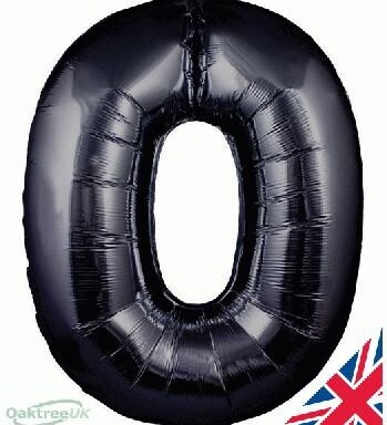 30" Black Number 0 Foil Balloon