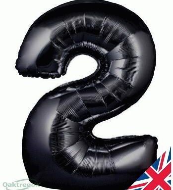 30" Black Number 2 Foil Balloon