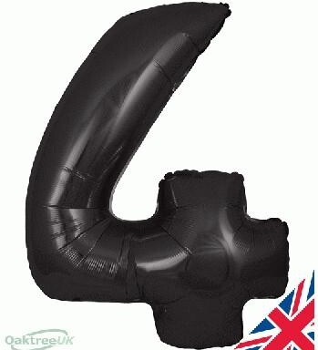 30" Black Number 4 Foil Balloon