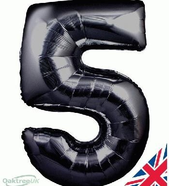 30" Black Number 5 Foil Balloon